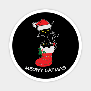 Meowy Catmas Christmas Stockings Gift for Cat Lovers Magnet